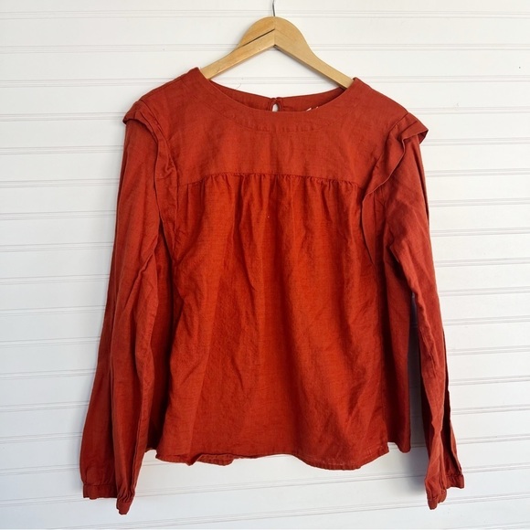 A.n.a long sleeve ruffle blouse Size Large - Picture 1 of 9